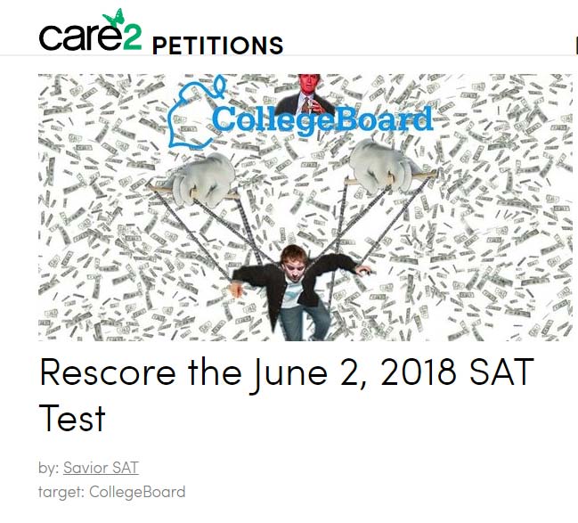On Twitter and Reddit, calls from students to #rescoreJuneSAT
	