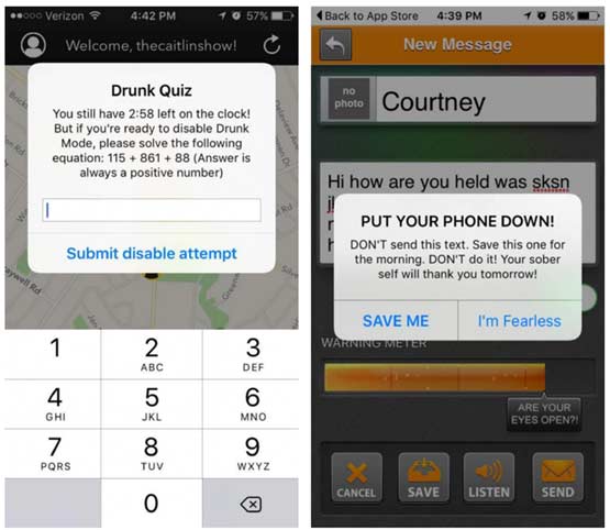 Just in time! Apps against drunk texting




