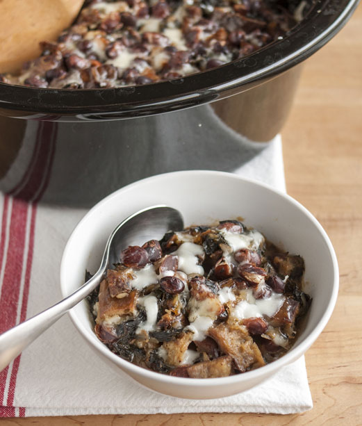 Cheesy Panade with Swiss Chard, Beans and Sausage: Not quite a soup and not quite a casserole, it's something more --- the best of both worlds