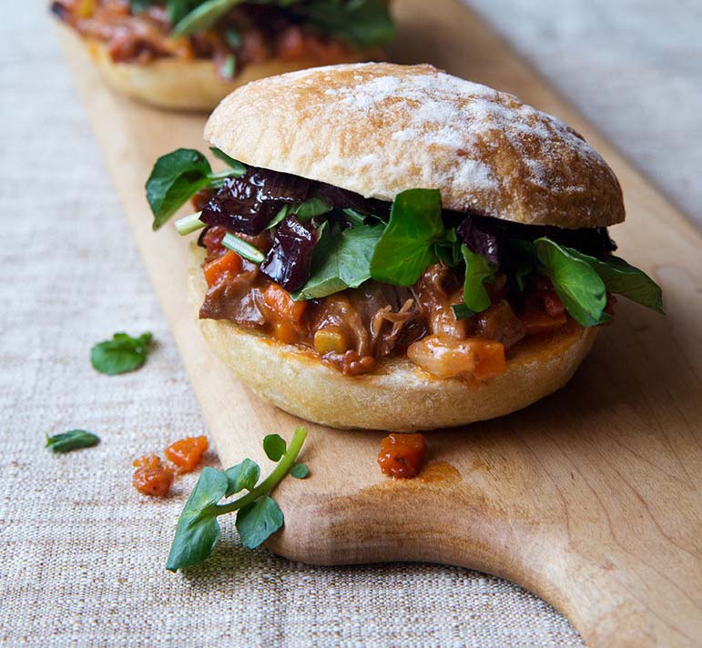 As delicious as it's messy: Amped up sloppy joe features lamb ragu with  with onion marmalade