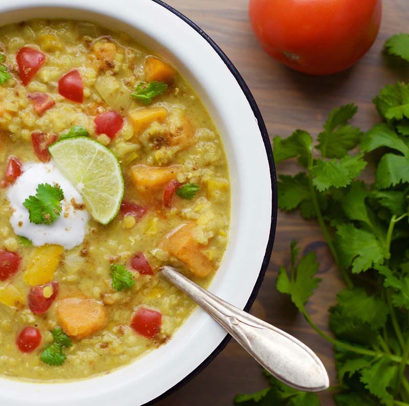 The ultimate 'fusion food' -- Indian and British -- hearty, filling and nourishing Mulligatawny Soup is an exotic yet comforting flavor experience  
	