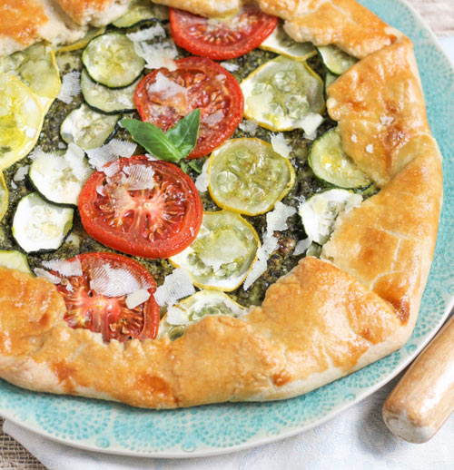 Get ready for those oohs and ahhs with savory (or sweet) Summer Vegetable Galette with Pesto