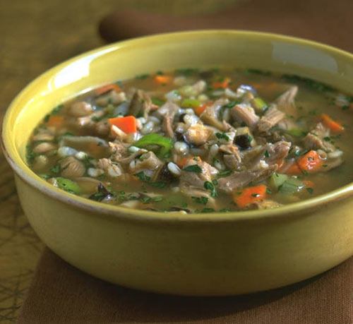 A steaming bowl of complex flavor: Turkey Barley Mushroom Soup is a hearty, filling one-dish meal
