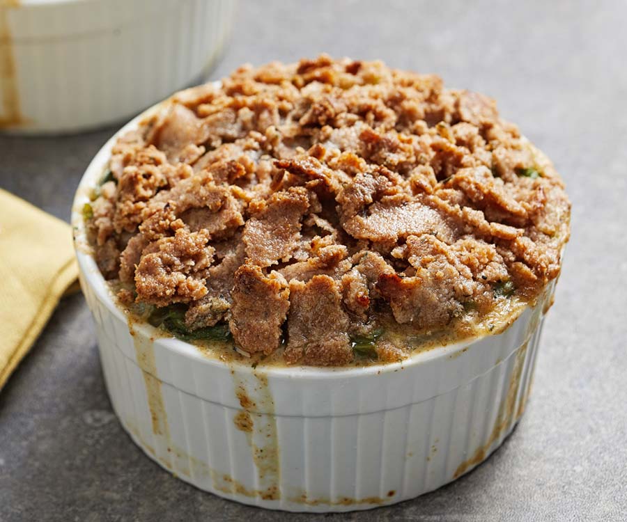 An unexpectedly sumptuous take on chicken potpie with a fabulous flaky, crumble crust
	