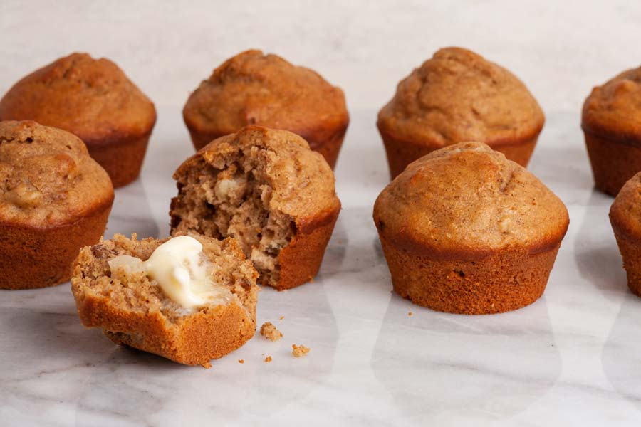 These muffins are DELICIOUSLY AMAZING: Moist and tender, lightly sweet, fragrant with  spices --- and studded with bits of soft pear and crunchy nuts
  
  