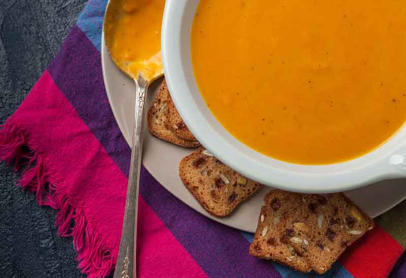 This silky soup, a golden puree of carrots with curry spices and coconut milk, is supremely comforting, satisfying  
	
	