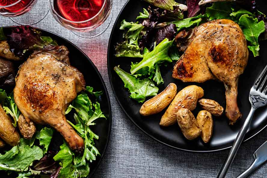You can make sublime duck confit without fancy techniques or expensive fat. Here's how
	